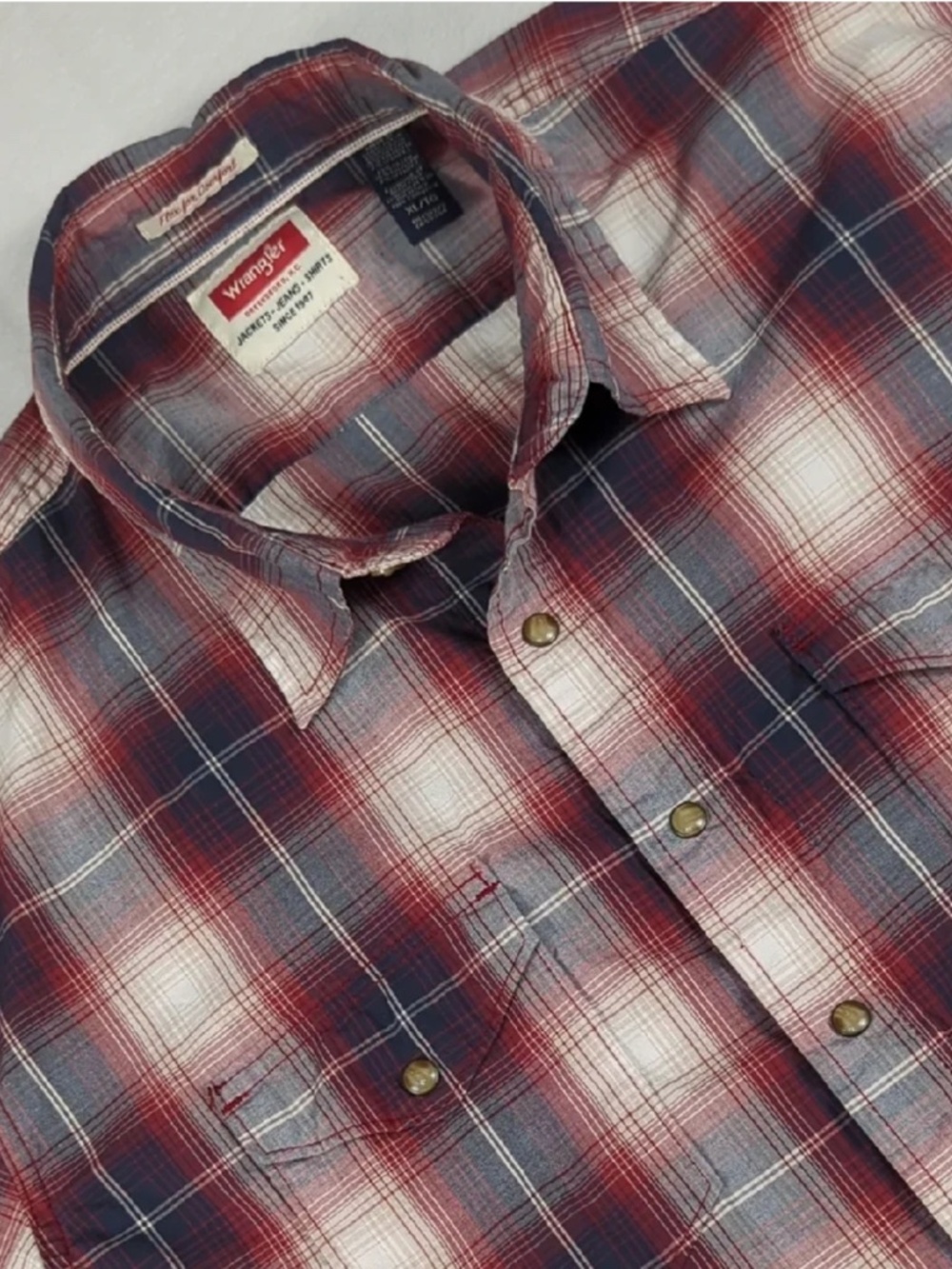 Wrangler Red & Blue Plaid Button Down Shirt | Vintage Fit XL